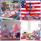 6-Piece Patriotic Table Decoration Set – Wooden 4th of July & Memorial Day Centerpieces with “God Bless America” Sign for Independence Day, Home, Office & Party Decor